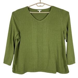 Talbots Woman 100% cotton v-neck sweater green 3X